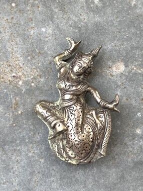 Vintage Siam Silver Goddess Dancer Brooch